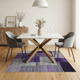 ODIKA Modern Abstract Purple Geometric Washable Area Rug - Low Pile Non-Slip