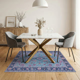 Blue and Teal Teal Persian Floral Medallion Area Rug