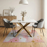 Dreamy Pink Clouds Gold Hearts Area Rug