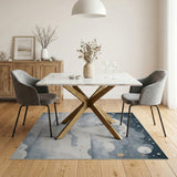 Dreamy Navy Moon Stars Night Sky Area Rug