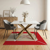 Red Border Baseball Diamond Area Rug