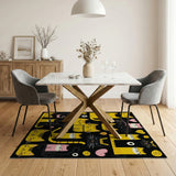 Adorable Cartoon Cats Yellow Black Area Rug