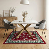Red Festive Red Reindeer Snowflakes Area Rug