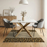 Leopard Print Border Textured Beige Area Rug