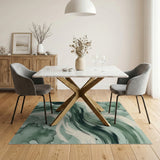 Abstract Green Watercolor Wave Area Rug