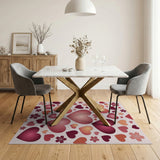 Pink Hearts Sakura Blossoms Area Rug