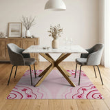 Pink Wavy Floral Swirl Area Rug