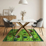 Whimsical Farm Pasture Kids Cartoon Area Rug