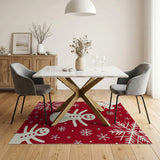 Festive Snowmen Snowflakes Red Area Rug