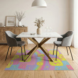 Kawaii Smiley Faces Rainbow Area Rug