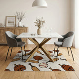Cartoon Baseball Bats Gloves Balls Area Rug