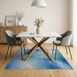 Dreamy Blue Clouds Area Rug with Golden Sparks