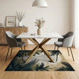ODIKA Tropical Jungle Palm Leaf Washable Rug - Low Pile Vintage Botanical Area Rug