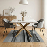 Modern Black White Striped Geometric Rug