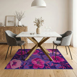 Floral Vintage Purple Anemone Floral Area Rug