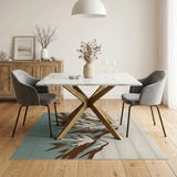 Teal Mountains Rustic Wood Plank Area Rug