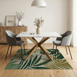Lush Coastal Beach Lush Green Monstera Leaf Area Rug