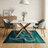 Teal Octopus Underwater Area Rug