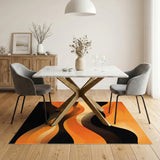 Orange Bold Orange Wave Abstract Area Rug
