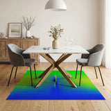 Vibrant Green-to-Blue Radial Wave Area Rug