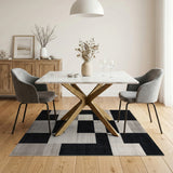 Black and White Geometric Modern Black White Geometric Area Rug
