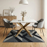 Black and White Bold Black White Geometric Chevron Area Rug