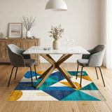 Blue Teal Geometric Modern No. 3 Area Rug