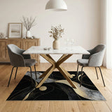 Black Marble Gold Abstract Area Rug