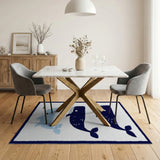 Playful Stacked Whales Navy Area Rug