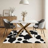 Black White Abstract Blob Area Rug