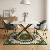 Traditional Persian Teal Gold Medallion Persian Area Rug