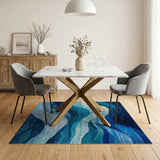 Layered Blue Waves Abstract Abstract Area Area Rug