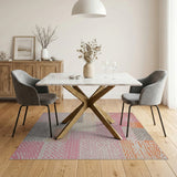 Vibrant Pink Orange Geometric Patchwork Rug