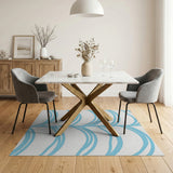 Blue Wavy Frond Area Rug