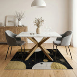 Geometric Modern Gold Geometric Abstract Area Rug