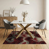 Red Wireframe Hearts Geometric Area Rug