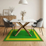 Vibrant Green Polka Dot Area Rug with Yellow Borders