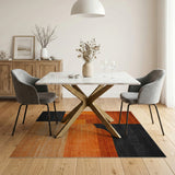ODIKA Washable Abstract Geometric Rug - Burnt Orange & Black Low Pile Area Rug