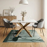 Misty Forest Deer Silhouette Area Rug