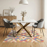 Rainbow Paw Swirl Washable Area Rug
