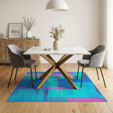 Geometric Modern Stripe Vibrant Multi-Color Geometric Stripe Area Rug