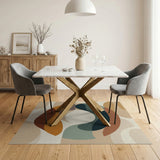 ODIKA Modern Abstract Earth Tone Washable Area Rug - Low Pile Non-Slip