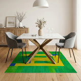 Yellow Geometric on Vibrant Green Patchwork Rug