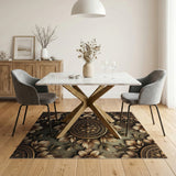 Gold Anemone Floral Medallion Area Rug