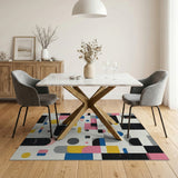Multi-color and Patterns Vibrant Multi-Color Geometric Abstract Area Rug