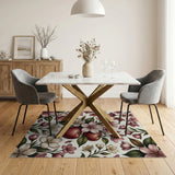Pink Cherry Blossom Red Apple Floral Area Rug