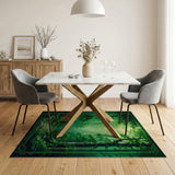 ODIKA Enchanted Forest Washable Area Rug - Green Nature Landscape Low Pile Non-Slip Rug