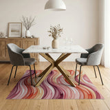 Wavy Sunset Orange Abstract Area Rug