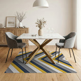 Bold Navy Yellow Chevron Stripe Area Rug