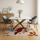 Autumn Fox Silhouette with Fall Leaves Area Rug